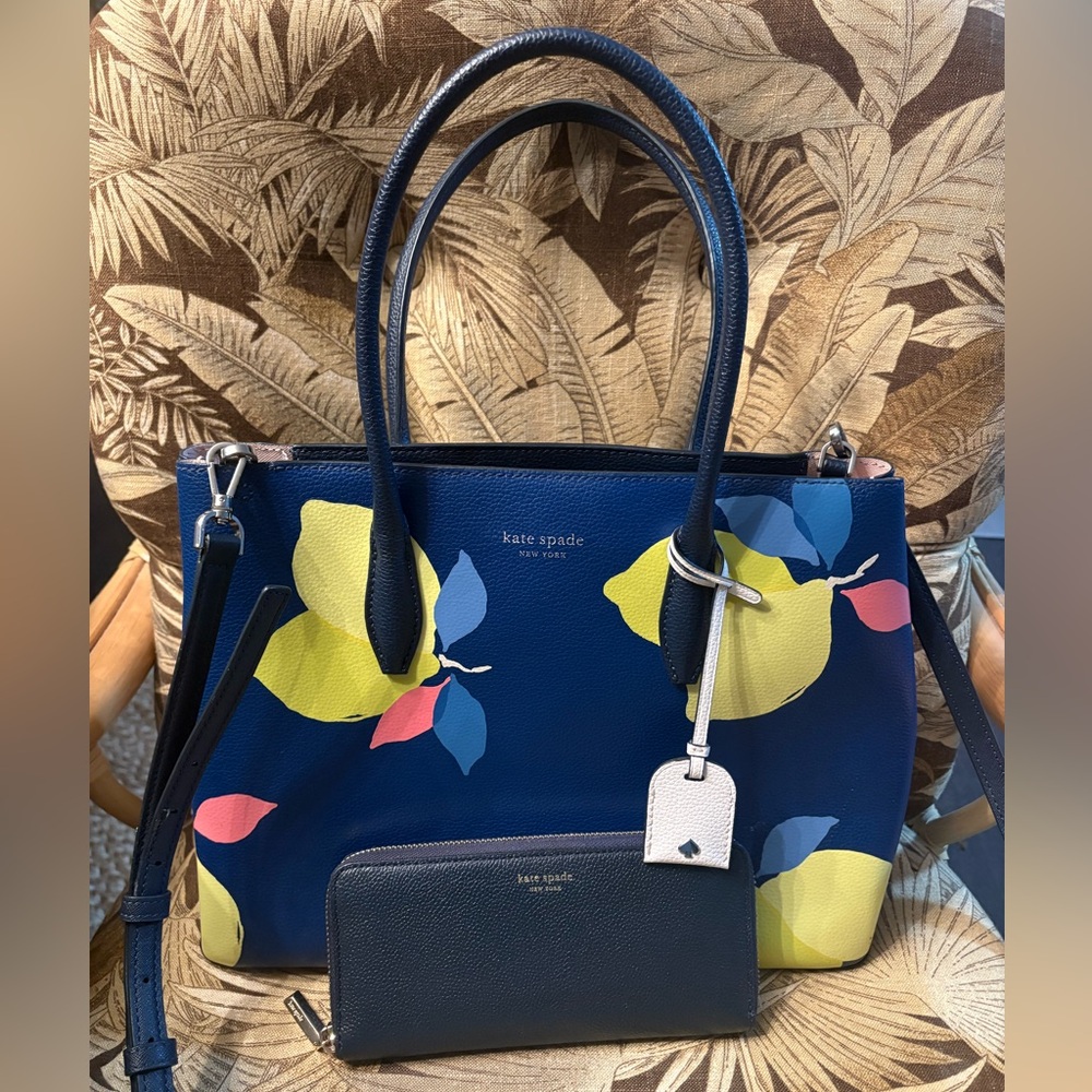 Kate Spade Eva Medium Satchel and  Wallet Lemon Zest Set